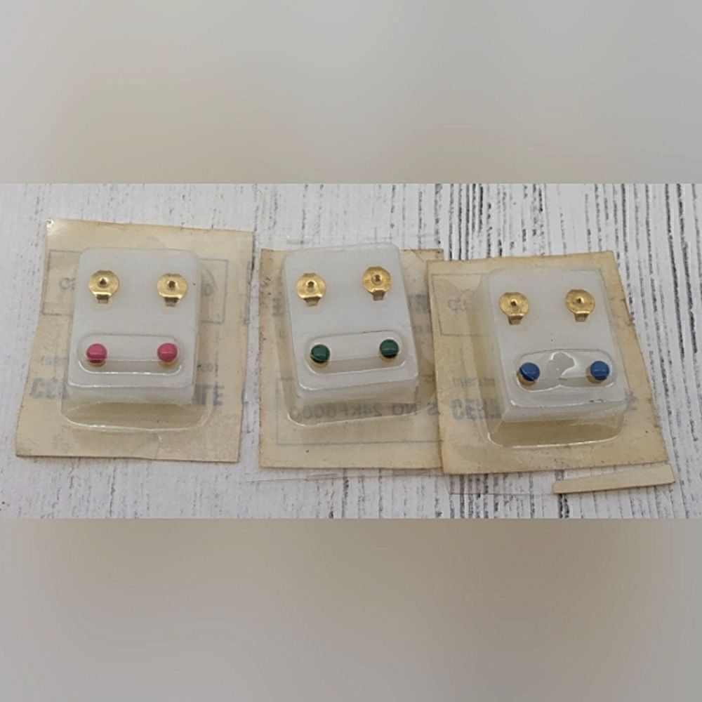 Gold Earrings Pierced Baby   3 sets New Vintage
